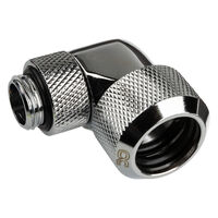 Alphacool Eiszapfen Connector 90 Degree G1/4 Inch Female Thread to 16mm Outer Diameter Hardtube - Rotatable, Shiny Silver