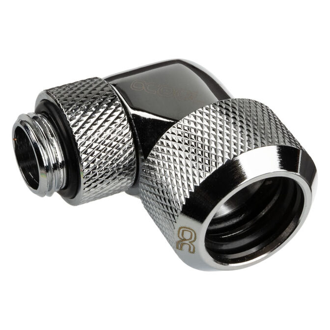 Alphacool Eiszapfen Anschluss 90 Grad G1/4 Zoll AG auf 16mm AD Hardtube - drehbar, silber gl&auml;nzend image number 0