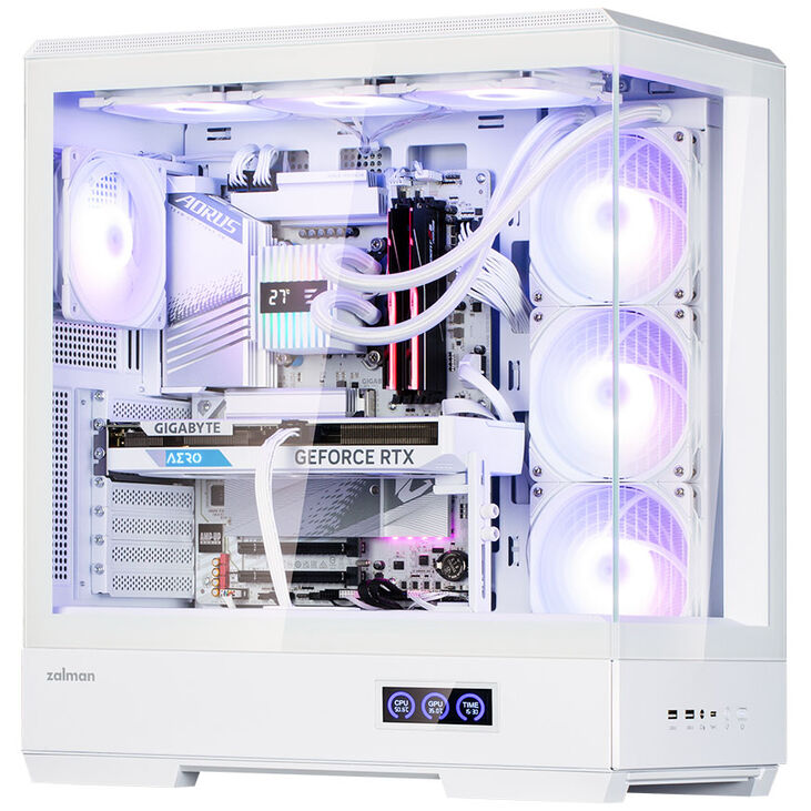 Zalman P50 DS PC-Gehäuse, Midi-Tower, ATX, RGB, Tempered Glass - weiß image number 2