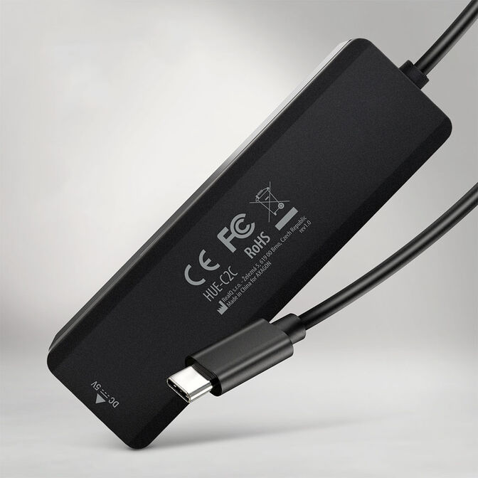 AXAGON HUE-C2C 2x USB3.2 Gen 1 + 2x USB-C 5Gbps travel hub, USB-C power IN, with 19cm Type-C cable image number 1