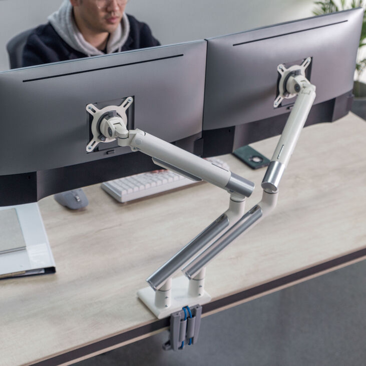 Alterzone Arm Duo USB Aluminium Monitorhalterung - weiß, 2x USB-Typ-A image number 5