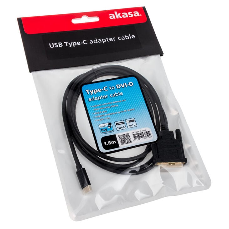 Akasa Typ C Adapter Kabel auf DVI - schwarz image number 2