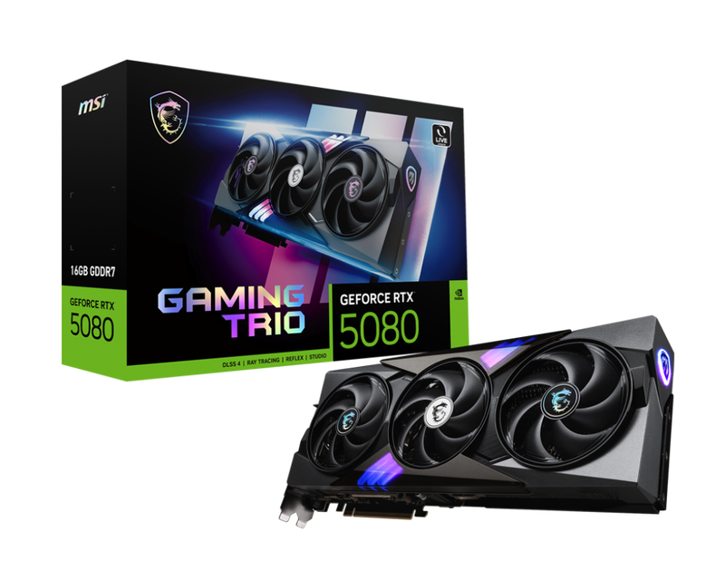 MSI GeForce RTX 5080 16G Gaming Trio OC, 16384 MB GDDR7 Graphics Card MSI GeForce RTX 5080 16G Gaming Trio OC, 16384 MB GDDR7