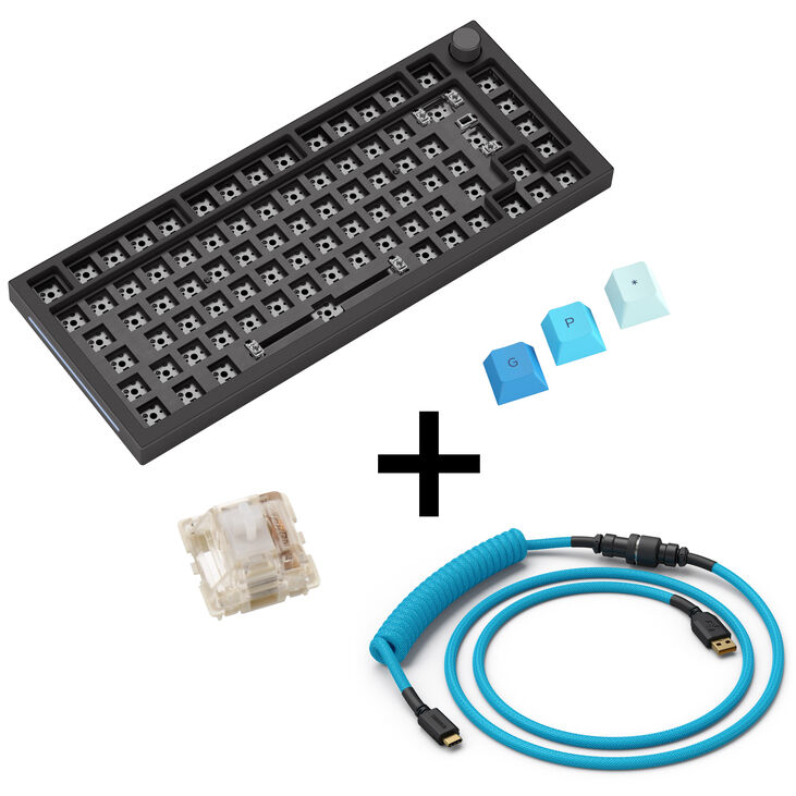 Glorious GMMK Pro Black Ocean Gaming Tastatur, GPBT-Keycaps, Gateron Clear Switches - inkl. Coiled Cable image number 0