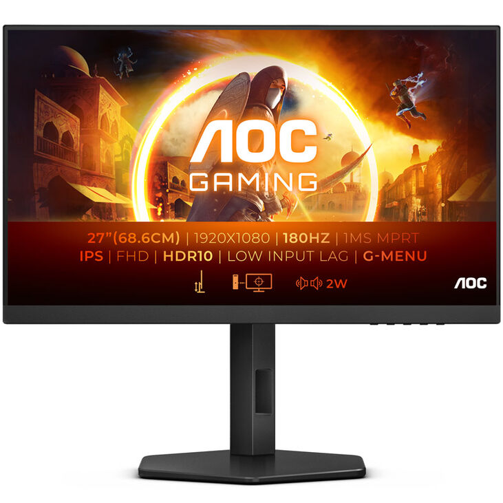 AOC Gaming 27G4X, 27 inch Gaming Monitor, 180 Hz, IPS, G-SYNC Compatible image number 2