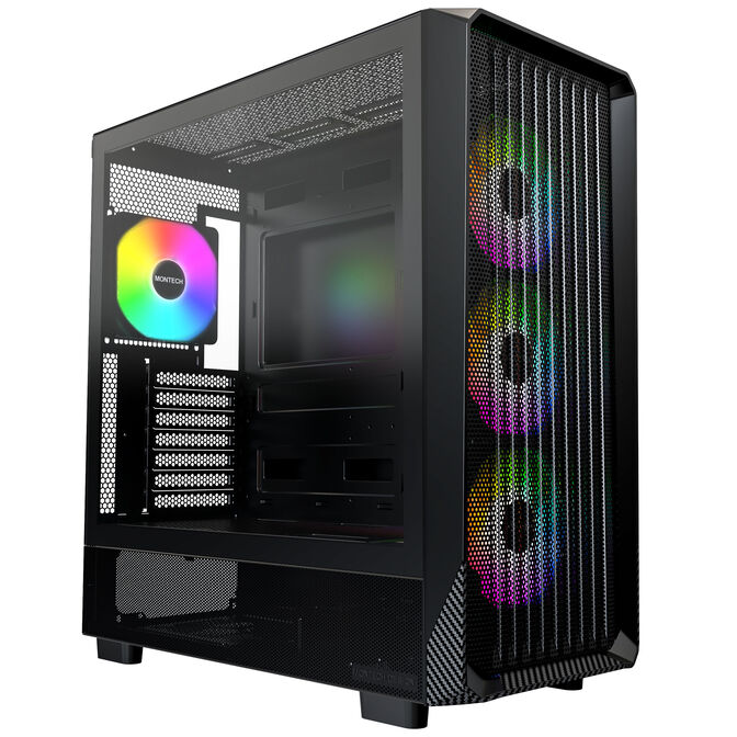 Montech X5 PC Case, Mid Tower, E-ATX, ARGB, Tempered Glass - Black image number 0