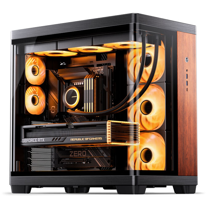 JONSBO TK‑4 Wood PC‑Geh&auml;use, Midi‑Tower, ATX, Tempered Glass - schwarz image number 4
