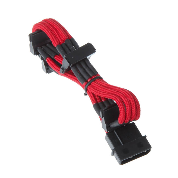 SilverStone 4-Pol-Molex auf 4x SATA Verlängerung - 300mm rot image number 1