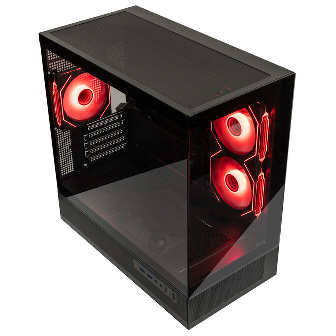 GSI SmartAssembly ARGB Glass Micro-ATX PC case, mid tower, Micro-ATX, Tempered Glass - black, 750 watts Gold power supply image number 1