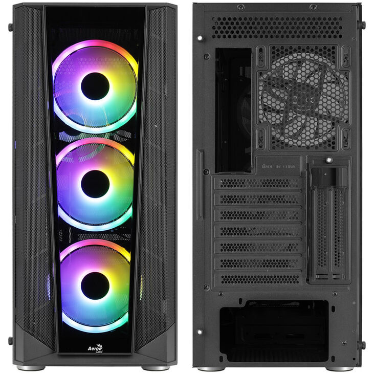 Aerocool Prism FRGB Mid Tower, ATX, Tempered Glass - Black image number 2