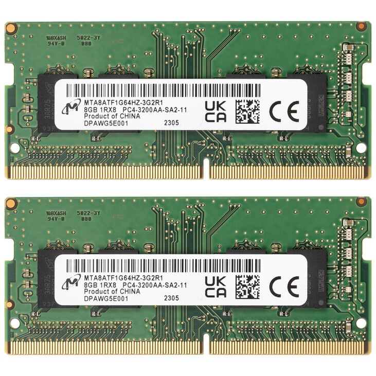 Crucial DDR4-3200 RAM, CL22, SO-DIMM - 16 GB Dual-Kit image number 1