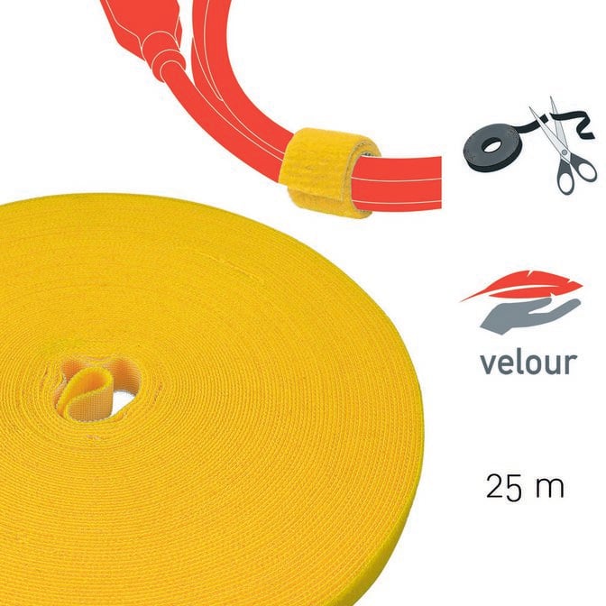 LABEL THE CABLE PRO Roll Dual Velcro Tape Roll 25m - yellow image number 2