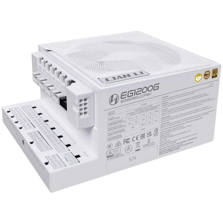 Lian Li EDGE GOLD 1200 80 PLUS Gold power supply, PCIe 5.1, ATX 3.1 - 1,200 watts, white, including USB hub image number 2
