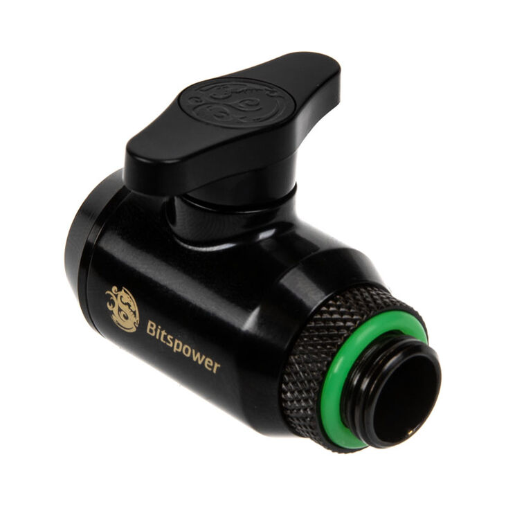 Bitspower ball valve 1x female thread 1/4 inch & 1x male thread G1/4 inch, rotatable - matt black image number 1