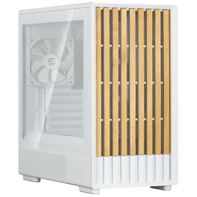 Zalman P10 Namu PC Case, Mini-Tower, mATX, Tempered Glass - White, Wood image number 0
