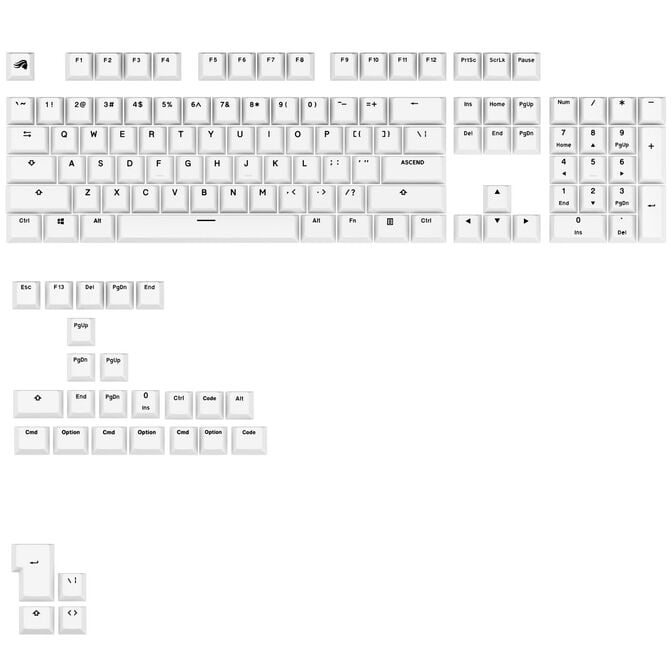 Glorious GPBT Basics Keycaps, ANSI Layout (US), PBT, Doubleshot - Classic White image number 0