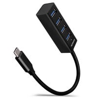 AXAGON HUE-M1C Superspeed USB-C Mini Hub, 4x USB 3.0 - 20cm, black