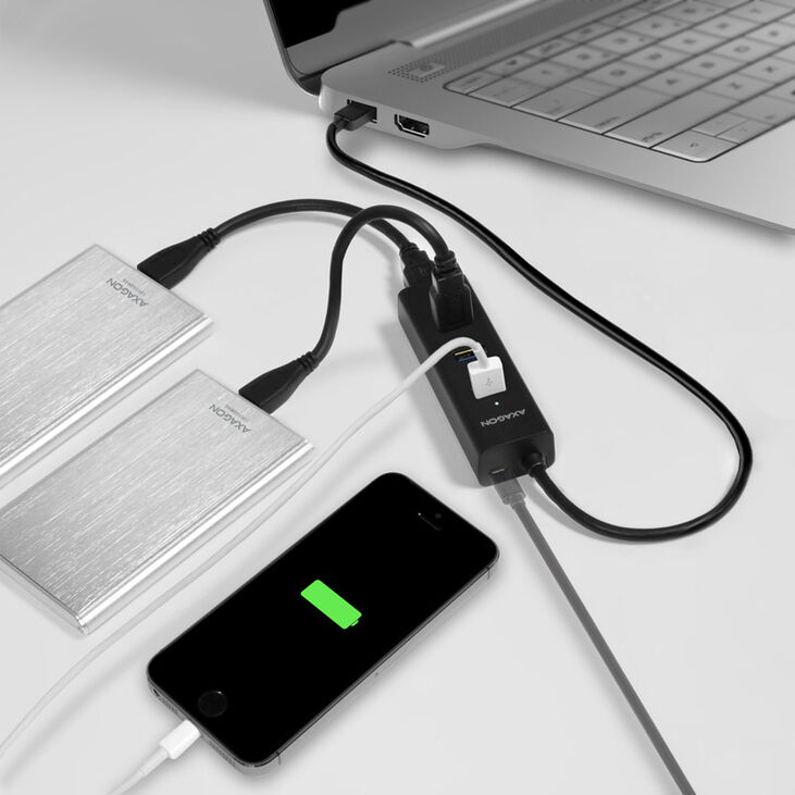 AXAGON HUE-S2B USB-A-Hub, 4x USB 3.0, external power supply - 30 cm image number 1