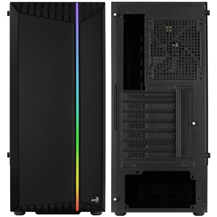 Aerocool Bionic v1 Mid Tower, RGB, Tempered Glass - Black image number 2