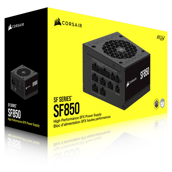 Corsair SF Series SF850 SFX Power Supply, 80 PLUS Platinum, ATX 3.1 / PCIe 5.1 - 850 Watts, black image number 6