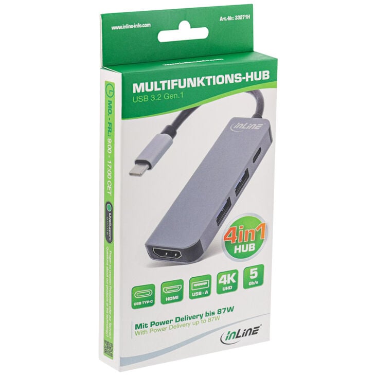 InLine multifunction hub USB 3.2, 1x USB-C, 2x USB-A, HDMI. image number 4