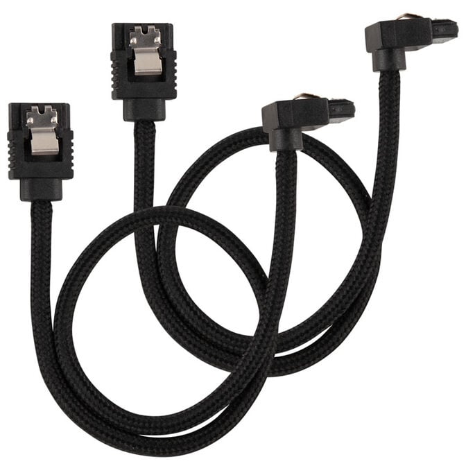 Corsair Premium Sleeved SATA cable angled, black 30cm - 2 pack image number 0