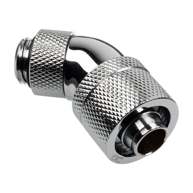 Alphacool HF Connection 45 Degree G1/4 Inch Female Thread to 16/10mm - Rotatable, Chrome Silver image number 0