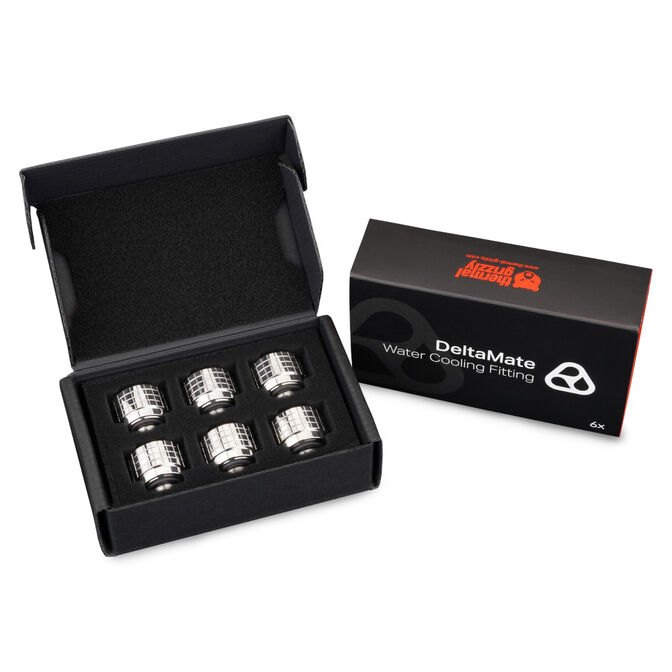 Thermal Grizzly DeltaMate Kompressions-Fitting, Messing - Gloss Nickel, HT14, 6er-Pack image number 3