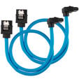 Corsair Premium Sleeved SATA cable angled, blue 30cm - 2 pack image number null