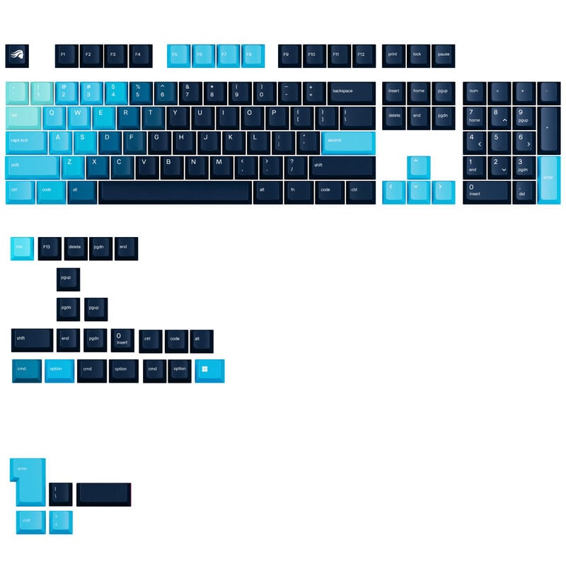 Glorious GPBT Gradient Keycaps, ANSI Layout (US), PBT, Dye-Sub - Celestial Ice Image
