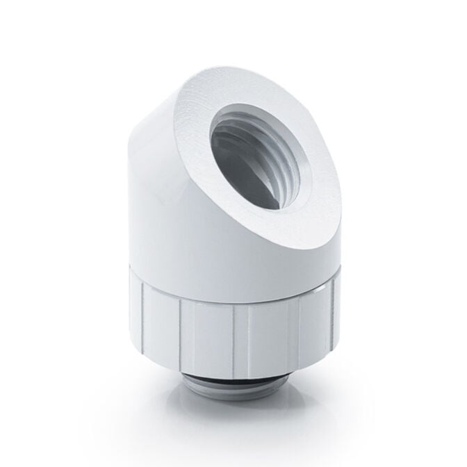 Bitspower Artemis 45 Grad Fitting - drehbar, arctic wei&szlig; image number 0