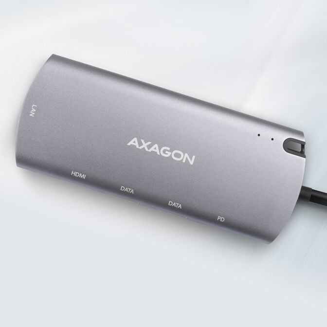 AXAGON HMC-6M2 Multiport-Hub, USB 3.0, M.2-SATA, HDMI, Gbit-LAN, 2x USB-A, 1x USB-C image number 2