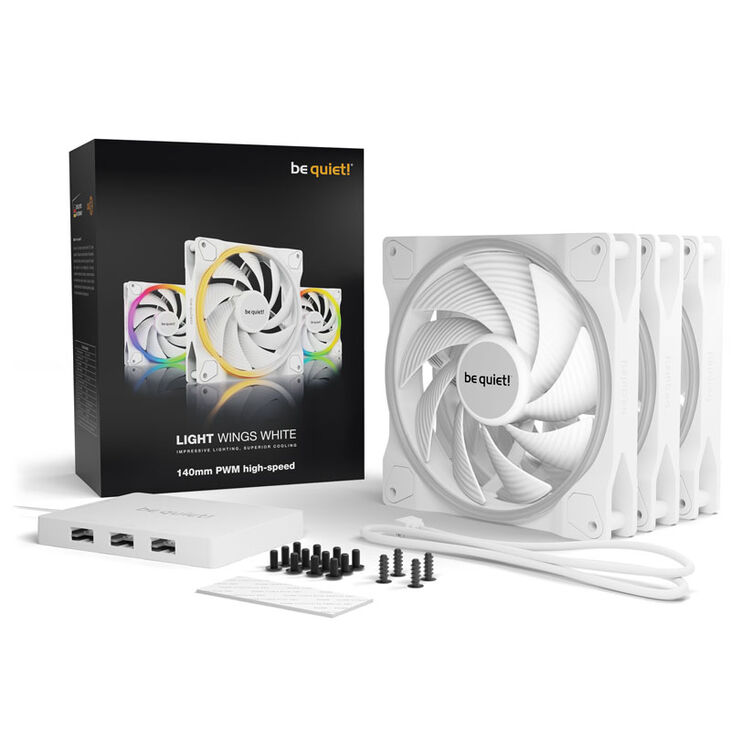 be quiet! Light Wings ARGB PWM Lüfter, Triple Pack - 140mm, weiß, High Speed image number 5