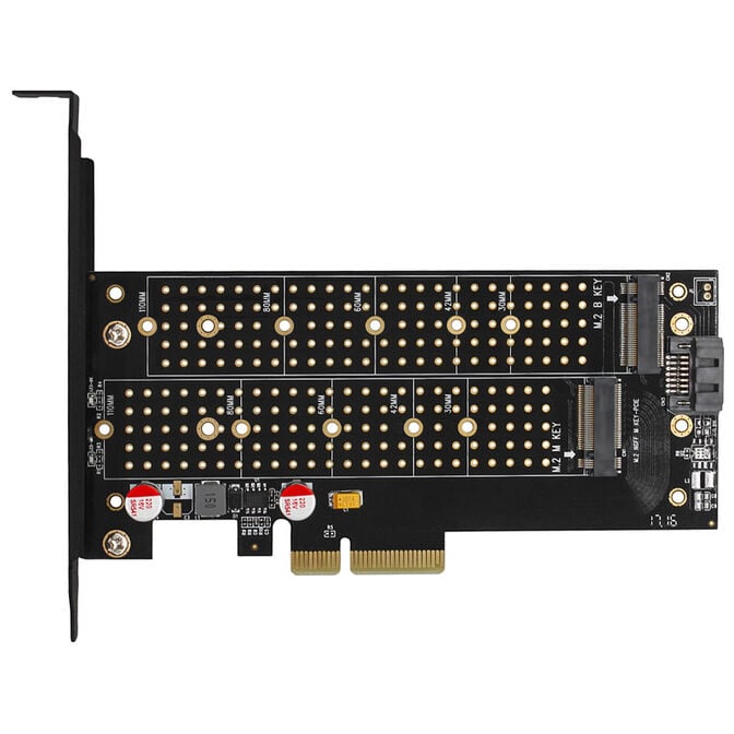 AXAGON PCEM2-DC PCIe-3.0-x4-Adapter, 1x M.2-NVMe, 1x M.2-SATA, bis 22110 - aktive K&uuml;hlung image number 7