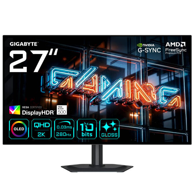 GIGABYTE MO27Q28GR, 27-inch QHD Gaming Monitor, 280Hz, WOLED Panel, G-Sync Compatible image number 0