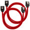 Corsair Premium Sleeved SATA-Kabel, rot 60cm - 2er Pack