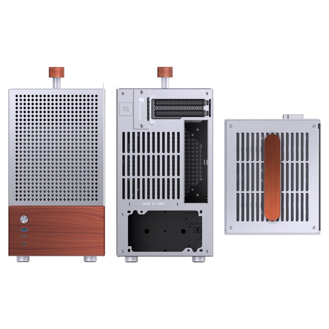 Jonsbo T6 PC Case, Mini-Tower, Mini-ITX, Tempered Glass, Wood &ndash; Silver image number 11