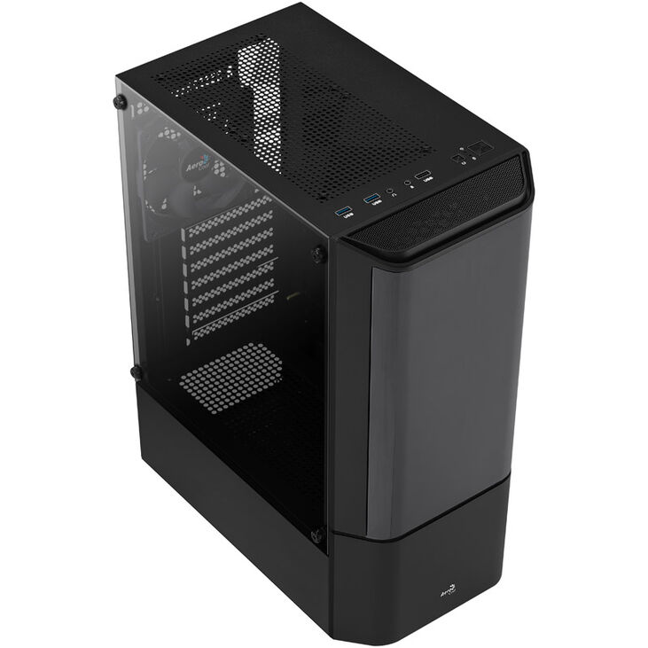Aerocool Quantum v1 Mid Tower, Tempered Glass - Black image number 1