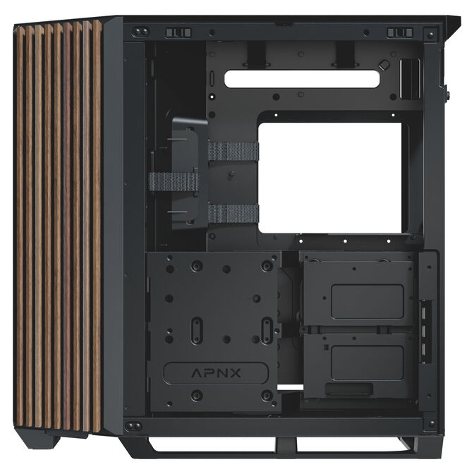 APNX V1 PC Case, Mid Tower, ATX, Tempered Glass &ndash; Wood, Black image number 8