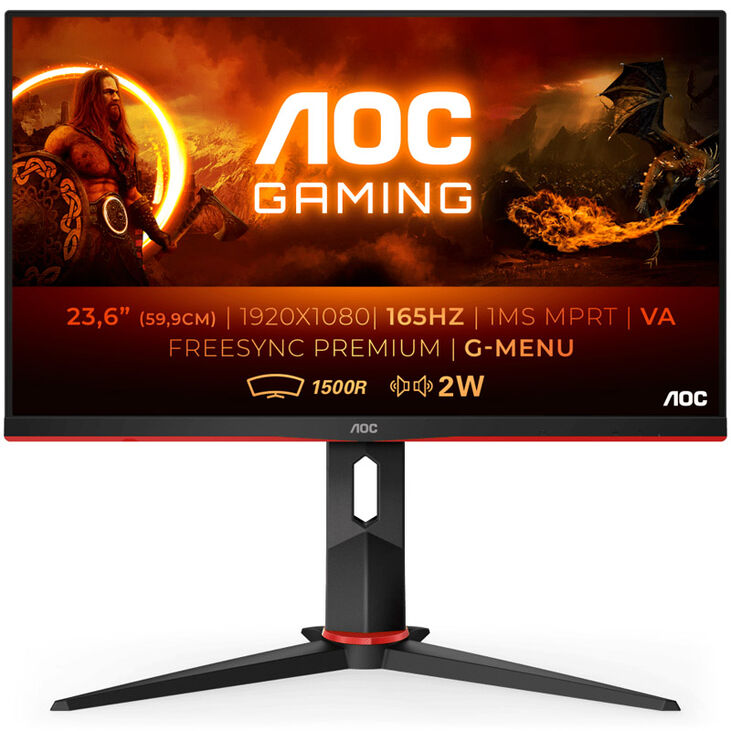 AOC C24G2AE, 23.6 inch Curved Gaming Monitor, 165 Hz, VA, FreeSync image number 2