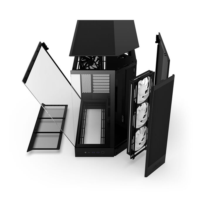 NZXT H9 Flow RGB PC-Geh&auml;use, Midi-Tower, E-ATX, Tempered Glass - schwarz image number 12
