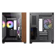 Antec CX600M Wood PC case, Mini Tower, Micro-ATX, Tempered Glass - black, wood image number null