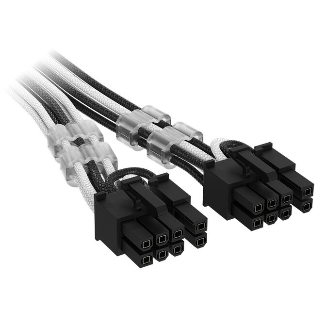 Corsair Premium Sleeved 12V-2x6 zu 2x 6+2-Pin-PCIe-Kabel, Universal - schwarz/wei&szlig; image number 2