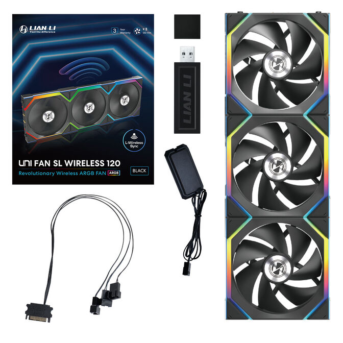 Lian Li UNI FAN SL Wireless ARGB PWM L&uuml;fter, 3er-Pack inkl. Controller - 120 mm, schwarz image number 12