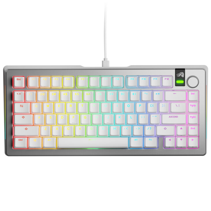 Glorious GMMK 3 Pro 75 % Custom Gaming-Tastatur - Pre-Built, ANSI (US), Fox Switches, silber image number 1
