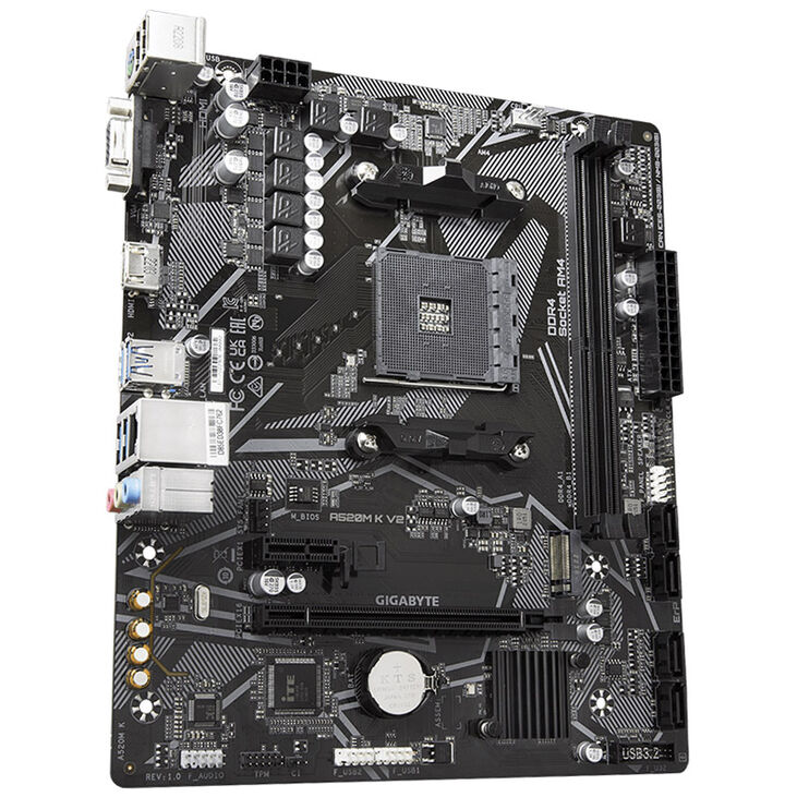 GIGABYTE A520M K V2 Motherboard, Socket AM4, AMD A520, Micro-ATX, DDR4 image number 1