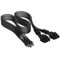 Corsair Premium Sleeved 12V-2x6 zu 2x 6+2-Pin-PCIe-Kabel, Universal - schwarz
