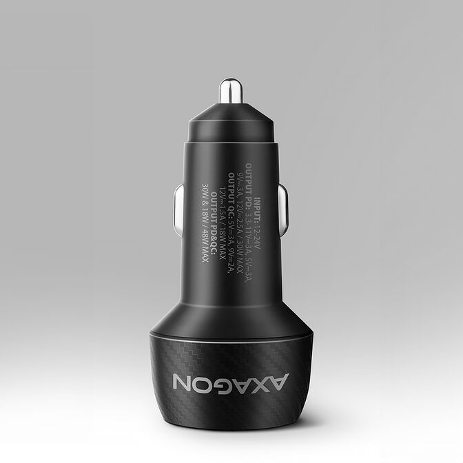 AXAGON PWC-PQ48 Car Charger, USB-C with Power Delivery 3, USB-A with Quick Charge 4+ - black image number 2