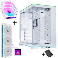 Lian Li O11 Dynamic EVO RGB PC Case Bundle HydroShift II LCD-S 360TL AiO + 3x UNI FAN SL-INF 120 Reverse Blade Fans - White
