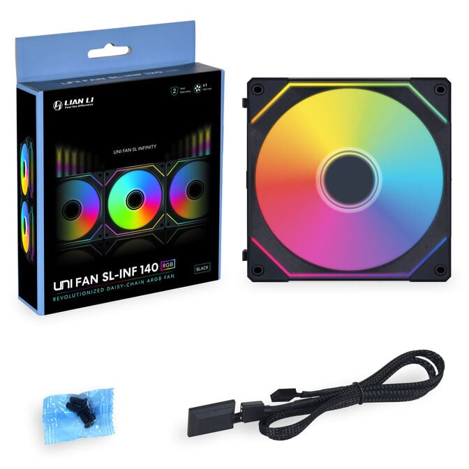 Lian Li UNI FAN SL-INF 140 ARGB Reverse Blade PWM L&uuml;fter, 3er Single L&uuml;fter Pack (Ohne Controller) - 140mm, schwarz image number 5